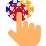 Person pointing at casino chips