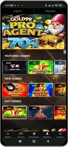 Mobile screenshot of the Gold99 Casino main page