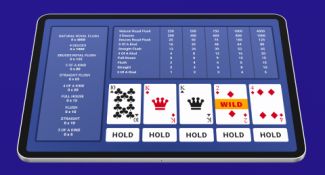 Video poker on a tablet screen
