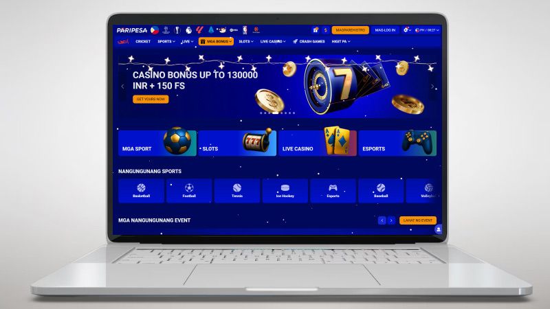 Paripesa Casino on a laptop screen