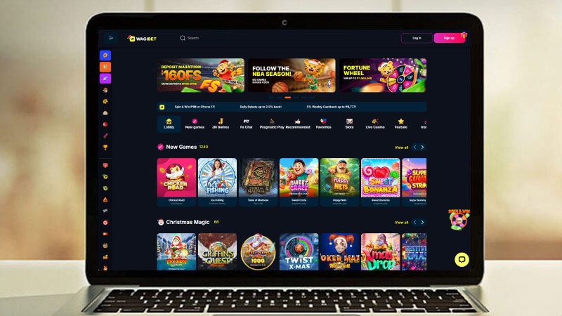 Wagibet Casino on a laptop screen