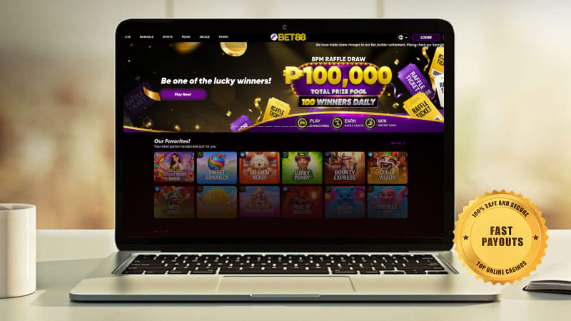 Bet88 Casino on a laptop screen