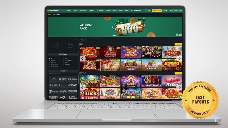 BetWinner Casino on a laptop screen