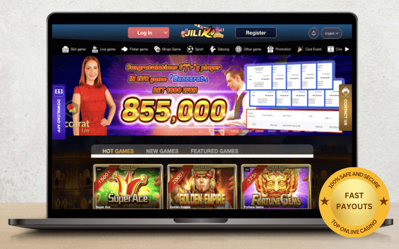 Jiliko Casino on a laptop screen