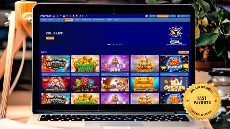 Paripesa Casino on a laptop screen