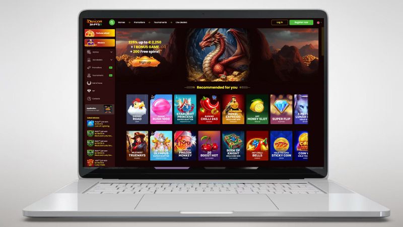 DragonSlots Casino on a laptop screen