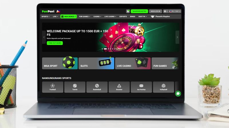 FunPari Casino on a laptop screen