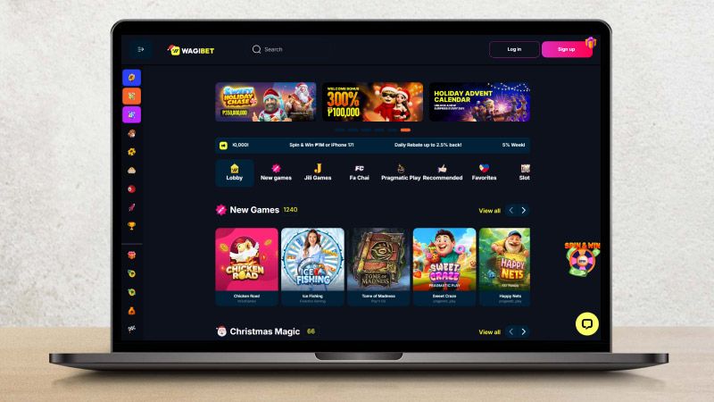 Wagibet Casino on a laptop screen