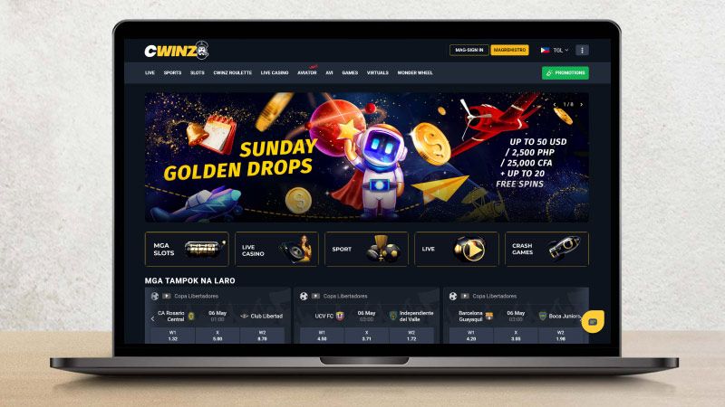 Cwinz Casino on a laptop screen