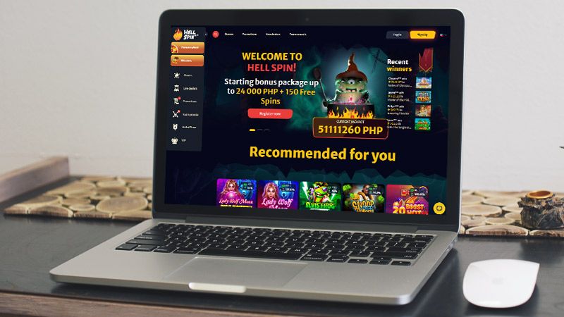 Hellspin Casino on a laptop screen