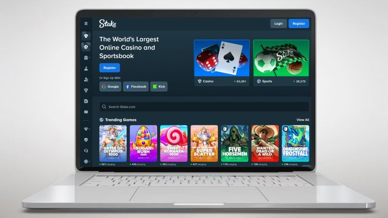 Stake Casino on a laptop screen