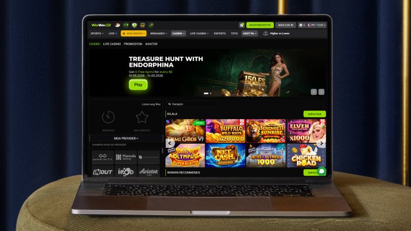 Winwin Casino on a laptop screen