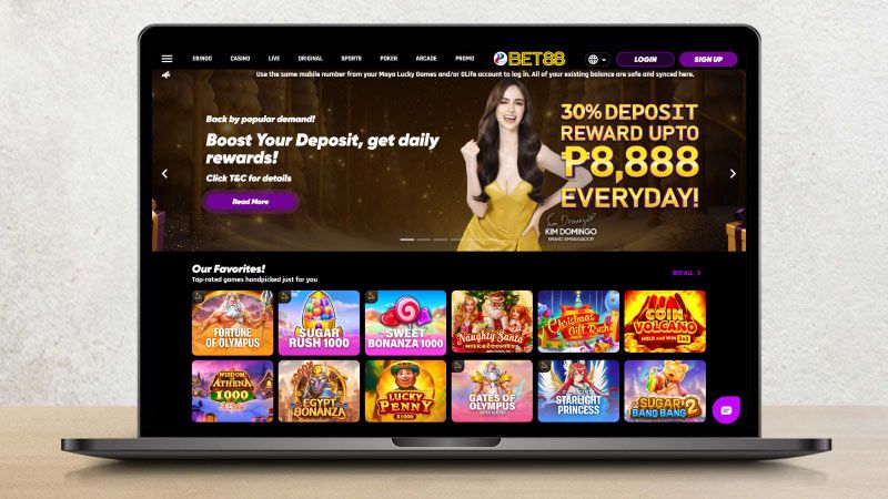 Bet88 Casino on a laptop screen