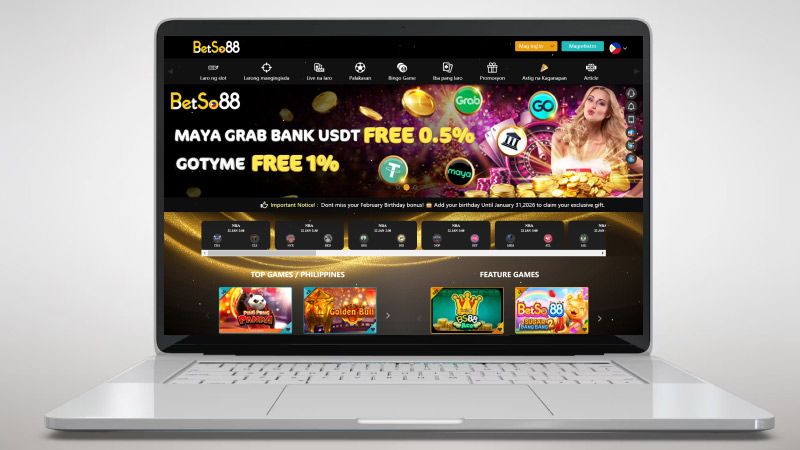 Betso88 Casino on a laptop screen