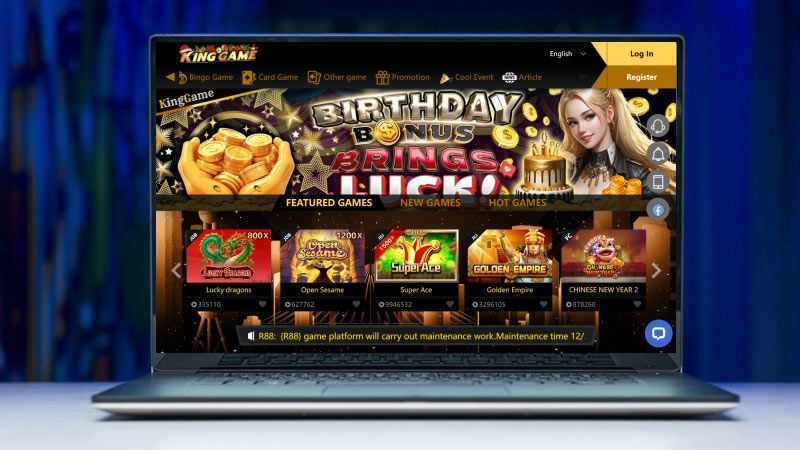 KingGame Casino on a laptop screen
