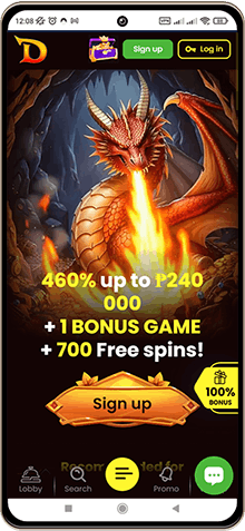 Mobile screenshot of the DragonSlots Casino main page