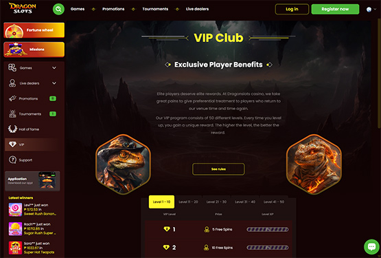DragonSlots vip page