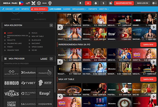 MegaPari casino Live games