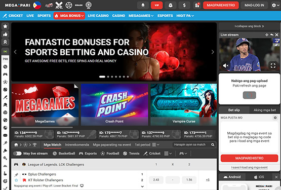 MegaPari casino main page
