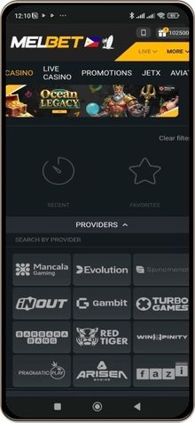 Mobile screenshot of MelBet Casino
