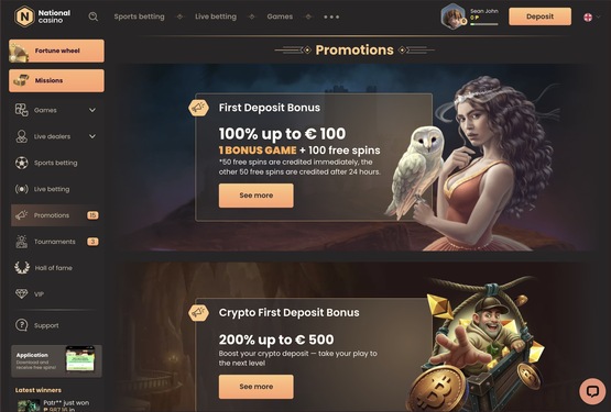National casino promotions page