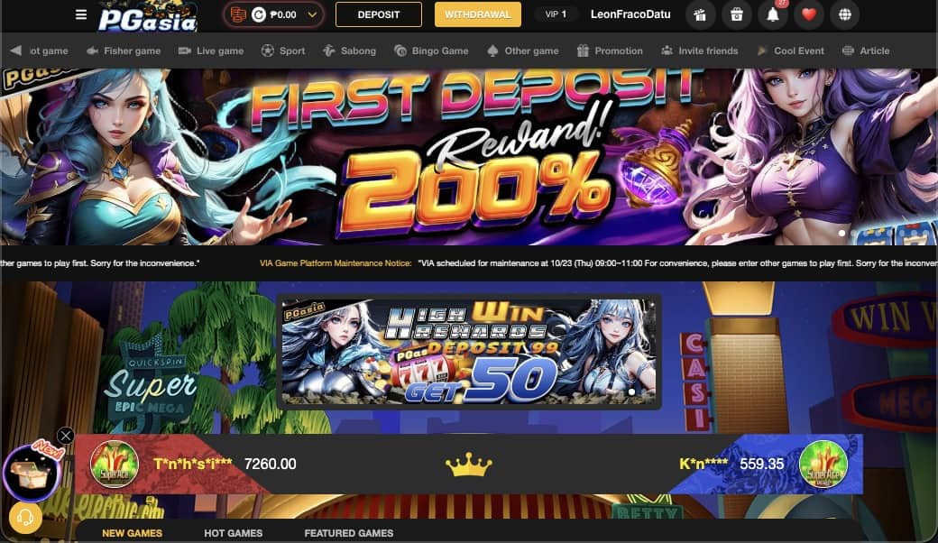 PGasia casino main page