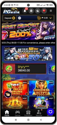 PGasia casino mobile screen