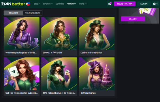 Spinbetter casino promotions page