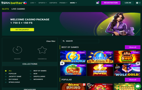 Spinbetter casino main page