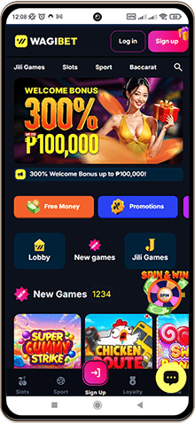 Mobile screenshot of the Wagibet Casino main page