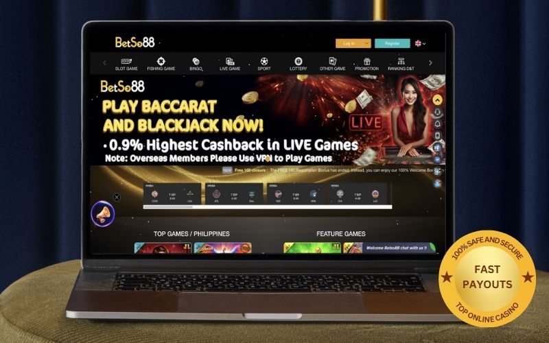 Betso88 Casino on a laptop screen