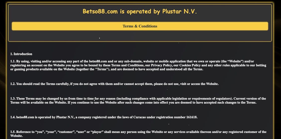 Betso88 terms & conditions