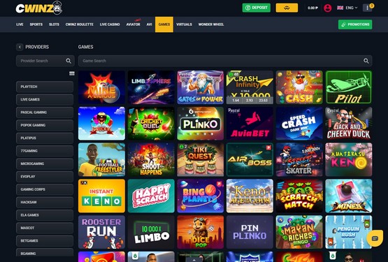 Cwinz Casino slots page
