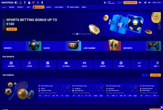 Paripesa casino main page