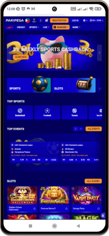 Paripesa casino mobile screen