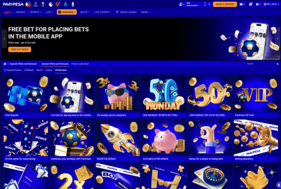 Paripesa casino promotions page