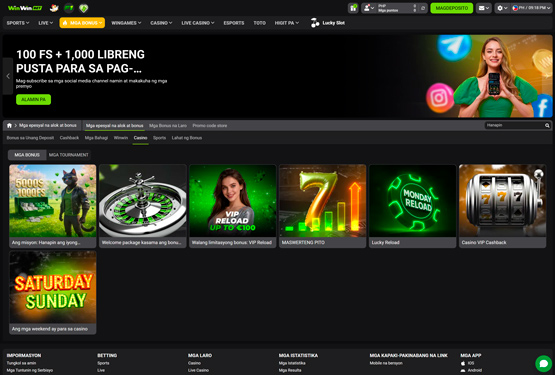 Winwin casino Promotions page