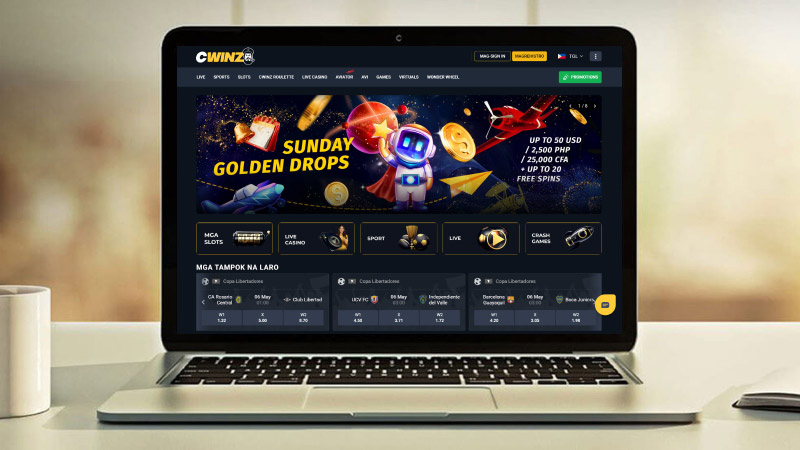 Cwinz Casino on a laptop screen
