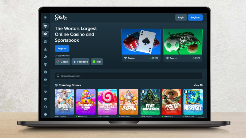 Stake Casino on a laptop screen