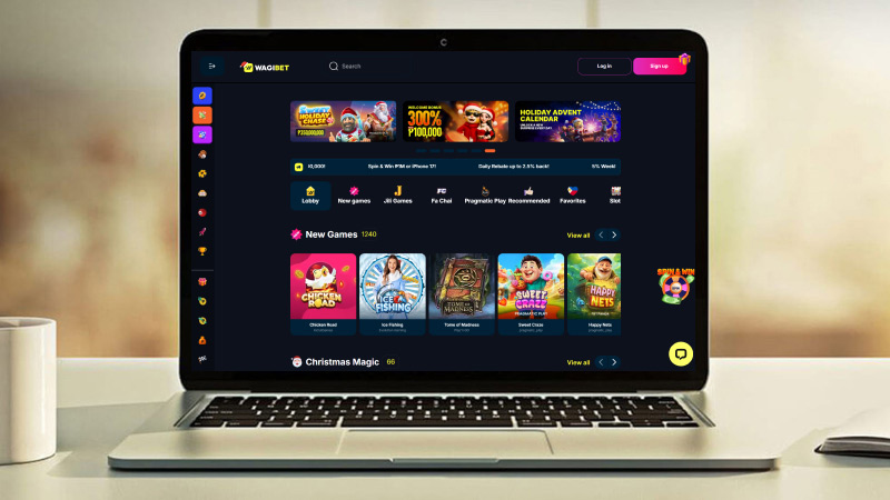 Wagibet Casino on a laptop screen