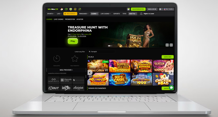 Winwin Casino on a laptop screen
